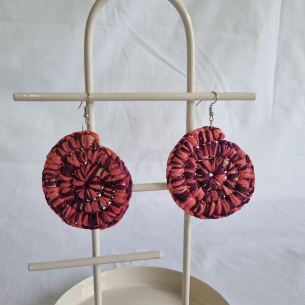Hand woven earrings (pink and burgandy)