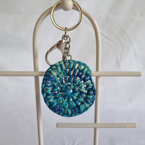 Hand woven Keyring (Blue and aqua)