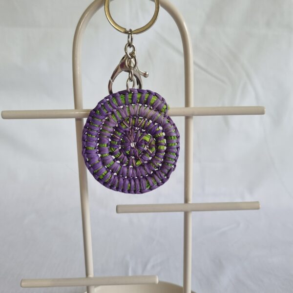 Hand woven Keyring (Green and Purple)